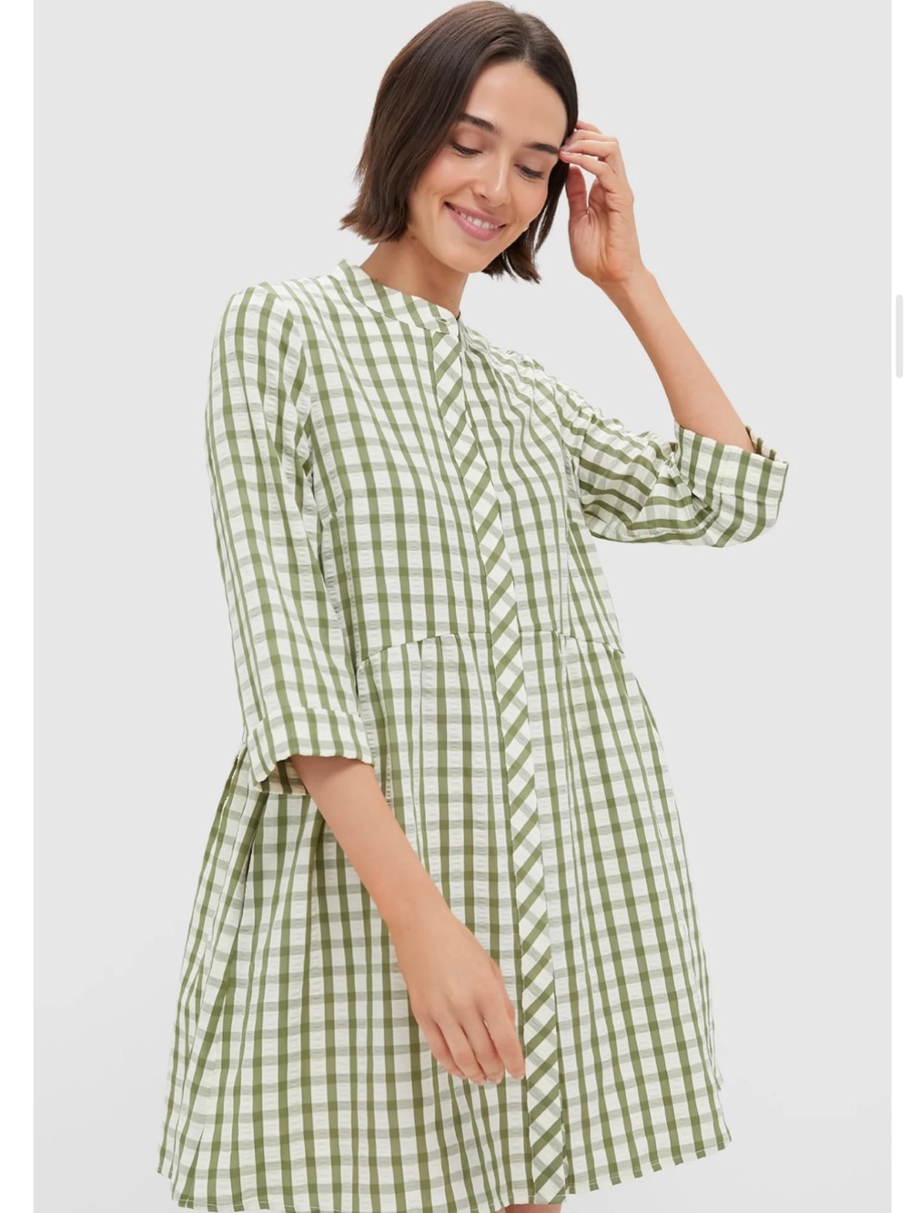 Tuckernuck  Sage Seersucker Gingham Royal Shirt Dress 
XS